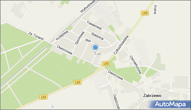 Zakrzewo powiat złotowski, Sikorskiego Władysława, gen., mapa Zakrzewo powiat złotowski