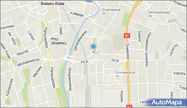 Bielsko-Biała, Skwer Czumy-Sienickiej Ireny, dr., mapa Bielsko-Białej