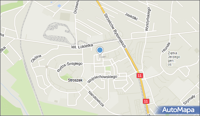 Bytom, Skwer Zelwerowicza Aleksandra, mapa Bytomia