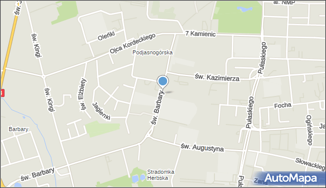 Częstochowa, Skwer Religi Zbigniewa, prof., mapa Częstochowy