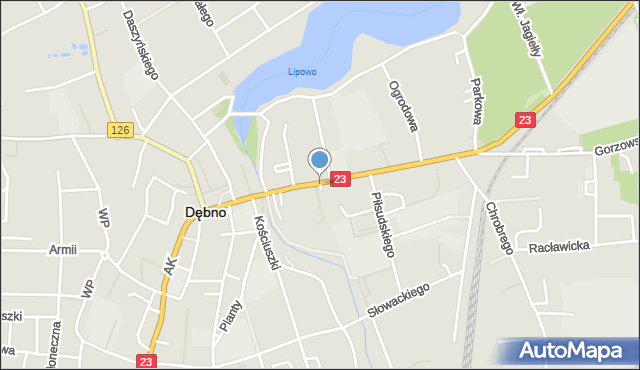 Dębno powiat myśliborski, Skwer Bohaterów Bitwy pod Arnhem, mapa Dębno powiat myśliborski