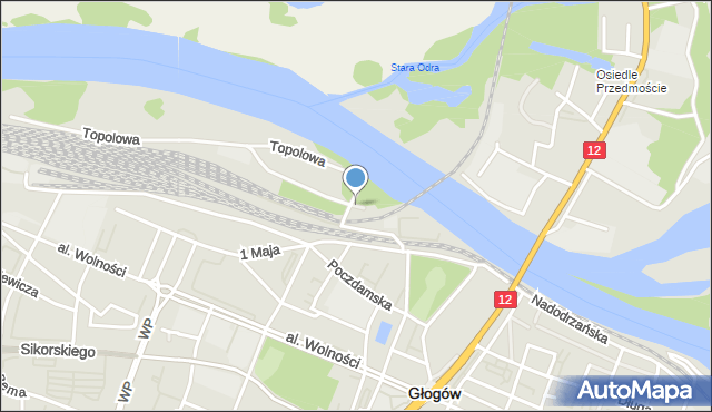 Głogów, Skwer Nadodrzański, mapa Głogów