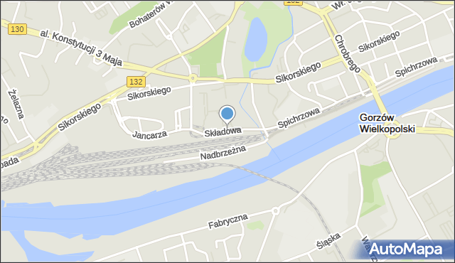 Gorzów Wielkopolski, Składowa, mapa Gorzów Wielkopolski