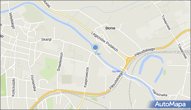 Jasło, Skargi Piotra, ks., mapa Jasła