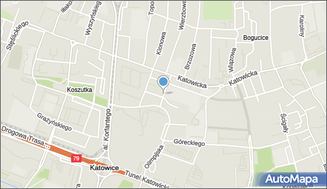 Katowice, Skrzypka Sławomira, mapa Katowic
