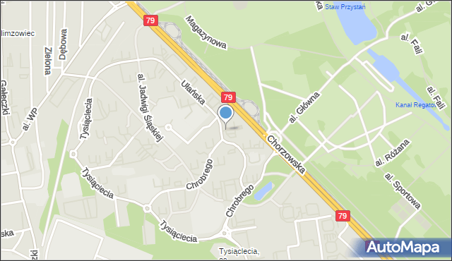 Katowice, Skwer Jeńców Ostaszkowa, mapa Katowic