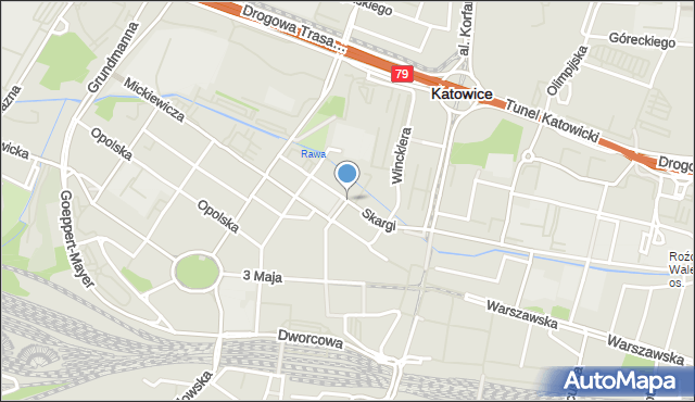 Katowice, Skargi Piotra, ks., mapa Katowic