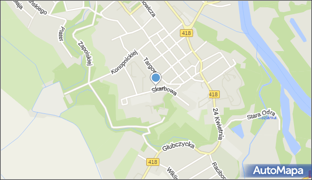 Kędzierzyn-Koźle, Skarbowa, mapa Kędzierzyna-Koźle