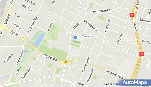 Kielce, Skwer Żeromskiego Stefana, mapa Kielc