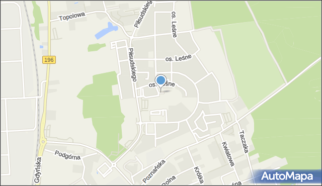 Koziegłowy gmina Czerwonak, Skwer Jana Pawła II, mapa Koziegłowy gmina Czerwonak