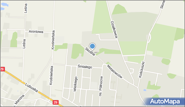 Krosno Odrzańskie, Skośna, mapa Krosno Odrzańskie