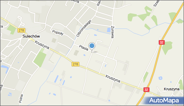 Kruszyna gmina Sulechów, Skowronkowa, mapa Kruszyna gmina Sulechów