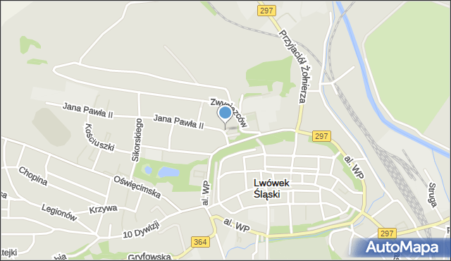 Lwówek Śląski, Skwer Żołnierzy Wyklętych, mapa Lwówek Śląski