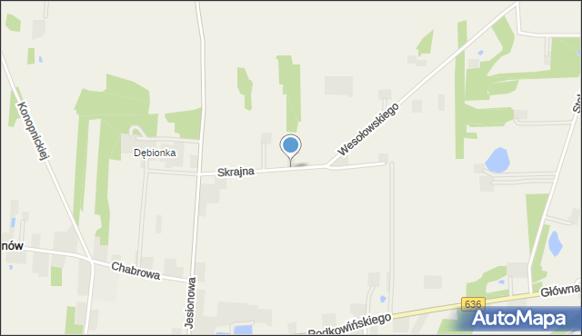 Mokra Wieś gmina Tłuszcz, Skrajna, mapa Mokra Wieś gmina Tłuszcz