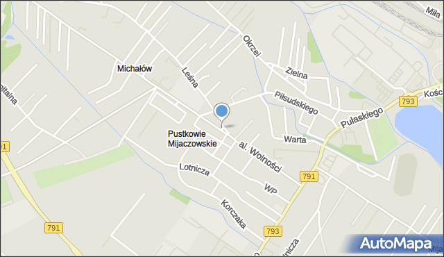 Myszków, Skwer Przedsiębiorców, mapa Myszków