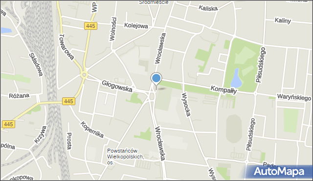 Ostrów Wielkopolski, Skwer Żołnierzy Niezłomnych, mapa Ostrów Wielkopolski