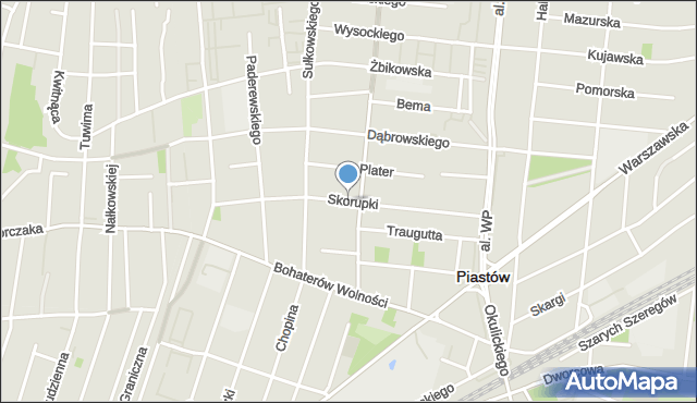 Piastów powiat pruszkowski, Skorupki Ignacego Jana, ks., mapa Piastów powiat pruszkowski
