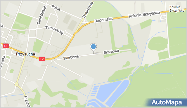 Przysucha, Skarbowa, mapa Przysucha