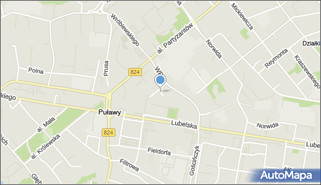 Puławy, Skwer św. Jana Pawła II, mapa Puław