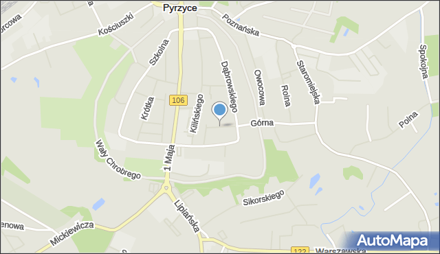 Pyrzyce, Skwer Nowaczyka Bolesława, mapa Pyrzyce