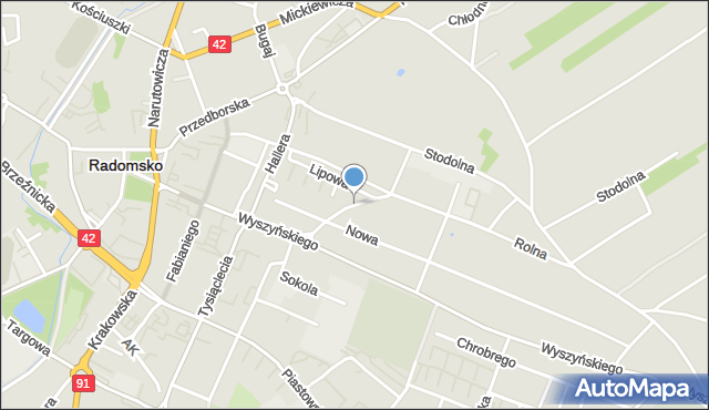 Radomsko, Skoczyńskiego, mapa Radomsko