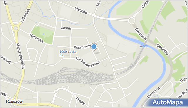 Rzeszów, Skargi Piotra, ks., mapa Rzeszów