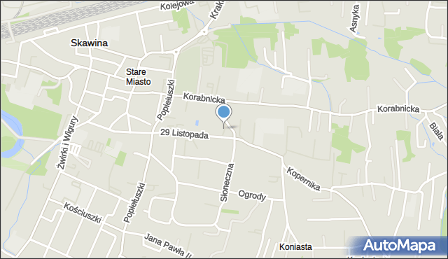 Skawina, Skwer Kaczyńskiego Lecha, prezydenta RP, mapa Skawina