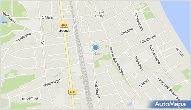 Sopot, Skwer Rybickiego Arkadiusza, mapa Sopotu