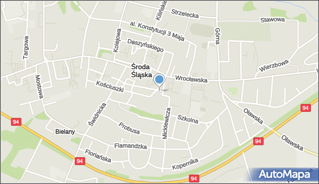Środa Śląska, Skwer Zesłańców Sybiru, mapa Środa Śląska