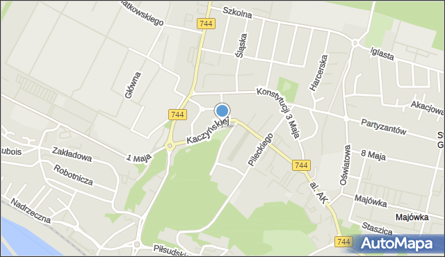 Starachowice, Skwer Ofiar Zbrodni Katyńskiej, mapa Starachowic