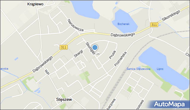 Stęszew, Skorupki Ignacego Jana, ks., mapa Stęszew