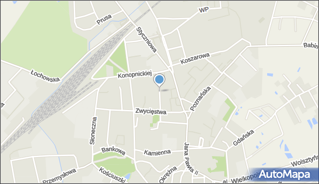 Sulechów powiat zielonogórski, Skłodowskiej-Curie Marii, mapa Sulechów powiat zielonogórski