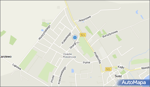 Susz, Skargi Piotra, ks., mapa Susz