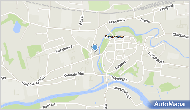 Szprotawa, Skwer Matuszkiewicza, mapa Szprotawa