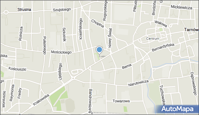 Tarnów, Skwer Petöfiego Sandora, mapa Tarnów