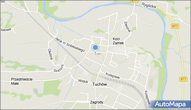 Tuchów, Skwer o. Marcina Melaniusza, mapa Tuchów
