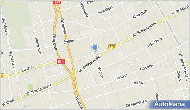 Warszawa, Skwer Pamięci, mapa Warszawy