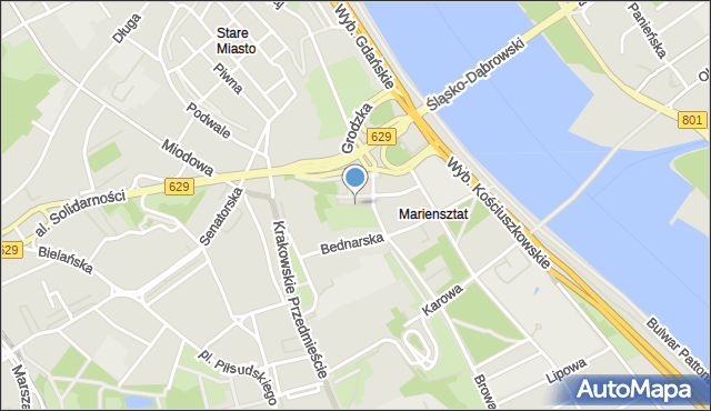 Warszawa, Skwer Orgelbranda Samuela, mapa Warszawy