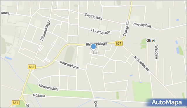 Węgrów, Skośna, mapa Węgrów