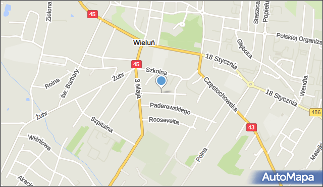 Wieluń, Skłodowskiej-Curie Marii, mapa Wieluń