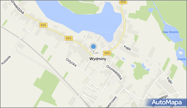 Wydminy, Skwer Żołnierzy Wyklętych, mapa Wydminy