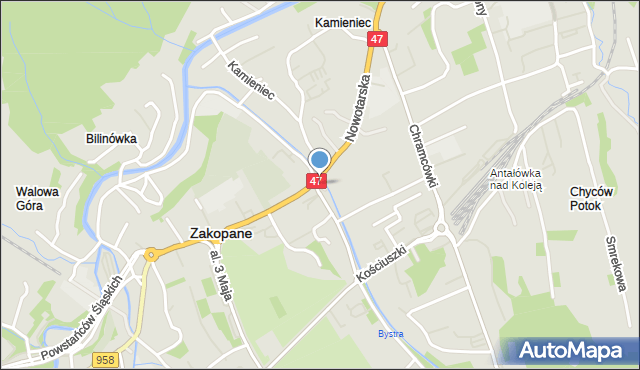 Zakopane, Skwer Conrada-Korzeniowskiego Józefa, mapa Zakopanego