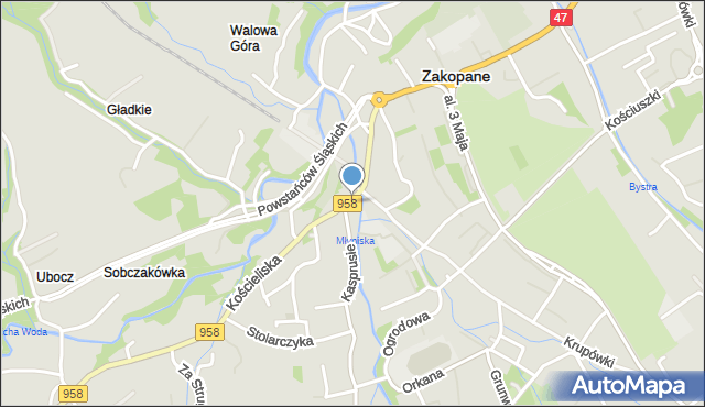 Zakopane, Skwer Drozdka Mirosława, ks., mapa Zakopanego