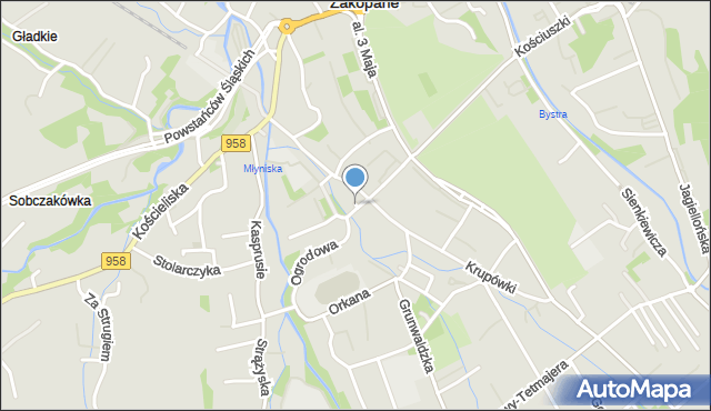 Zakopane, Skwer Galicy Wincentego, dr., mapa Zakopanego