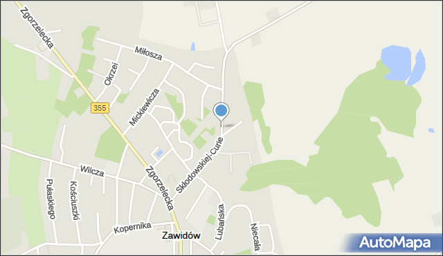 Zawidów, Skłodowskiej-Curie Marii, mapa Zawidów