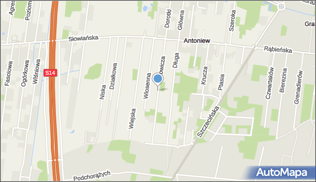 Antoniew gmina Aleksandrów Łódzki, Słowicza, mapa Antoniew gmina Aleksandrów Łódzki
