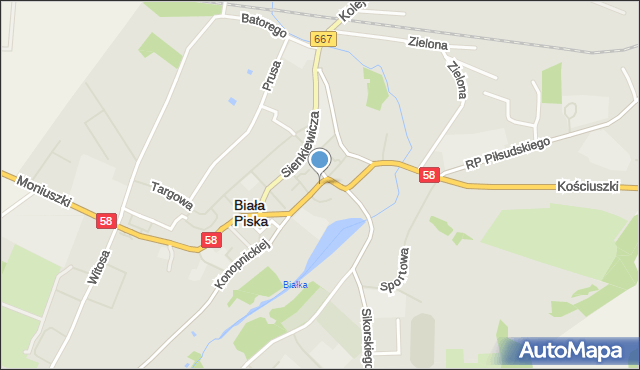 Biała Piska, Słowackiego Juliusza, mapa Biała Piska