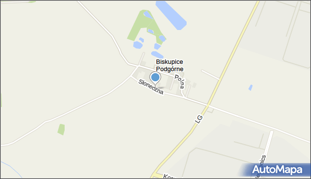 Biskupice Podgórne, Słoneczna, mapa Biskupice Podgórne