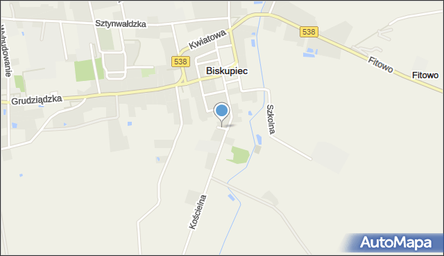 Biskupiec powiat nowomiejski, Słoneczna, mapa Biskupiec powiat nowomiejski
