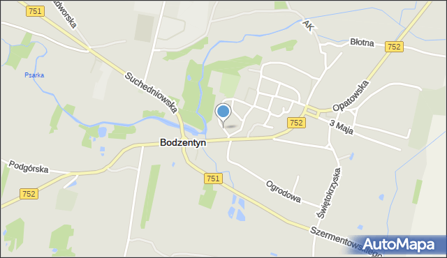 Bodzentyn, Słoneczna, mapa Bodzentyn